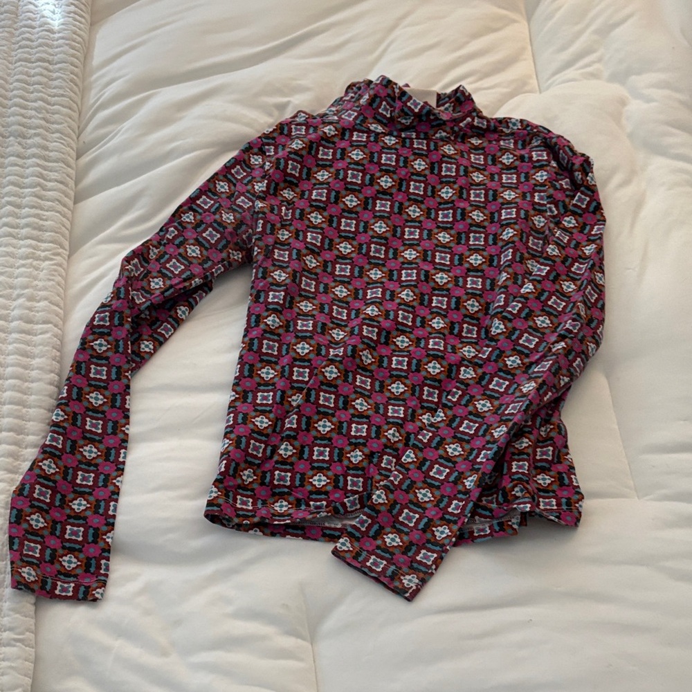 Anthropologie Pink and Black Geometric Long Sleeve Tee